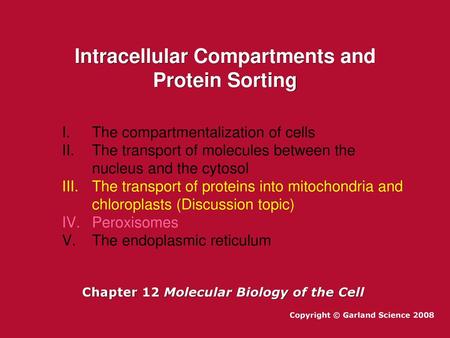 Intracellular Compartments and Protein Sorting