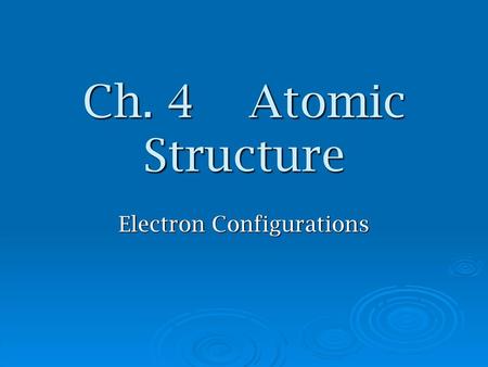 Electron Configurations