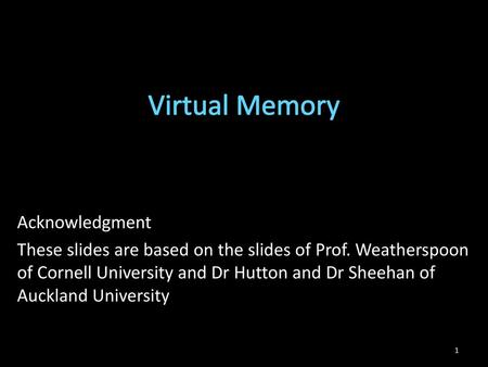 Virtual Memory Acknowledgment