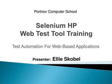 Selenium HP Web Test Tool Training