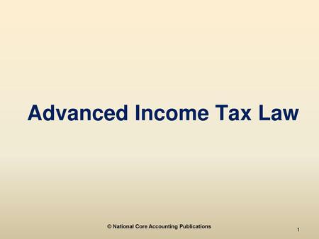 Advanced Income Tax Law