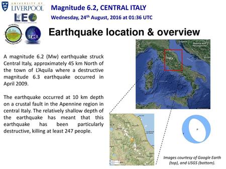 Images courtesy of Google Earth (top), and USGS (bottom).