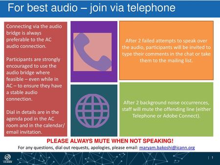 For best audio – join via telephone