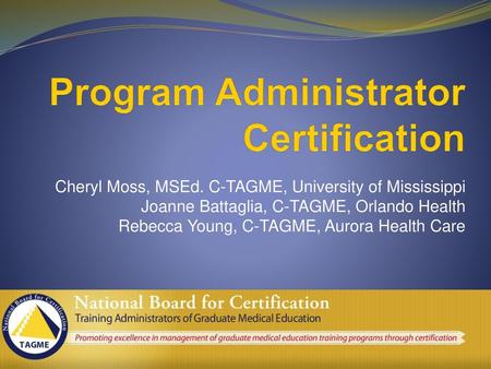 Program Administrator Certification