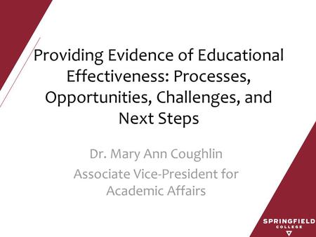 Dr. Mary Ann Coughlin Associate Vice-President for Academic Affairs