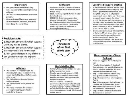 The causes of the First World War.