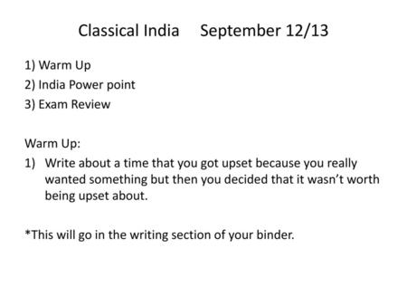 Classical India September 12/13