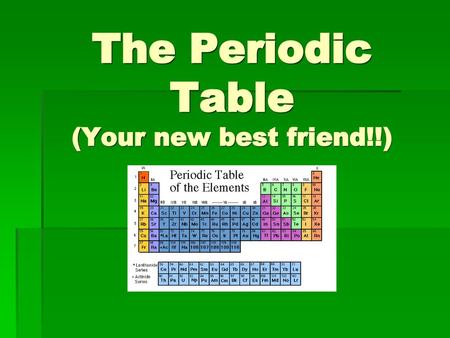 The Periodic Table (Your new best friend!!)