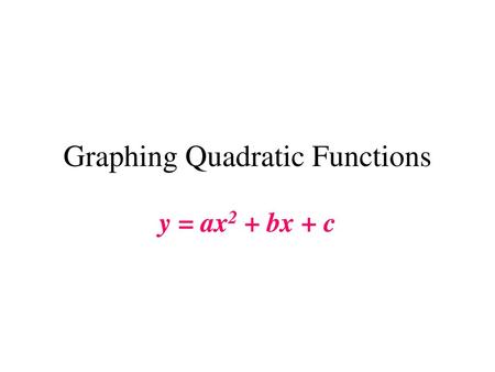 Graphing Quadratic Functions