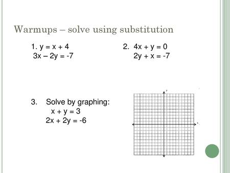 Warmups – solve using substitution