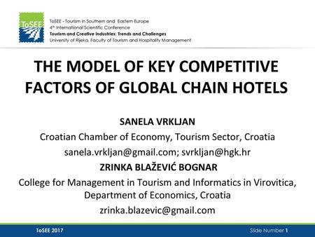 THE MODEL OF KEY COMPETITIVE FACTORS OF GLOBAL CHAIN HOTELS