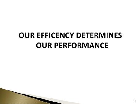 OUR EFFICENCY DETERMINES OUR PERFORMANCE