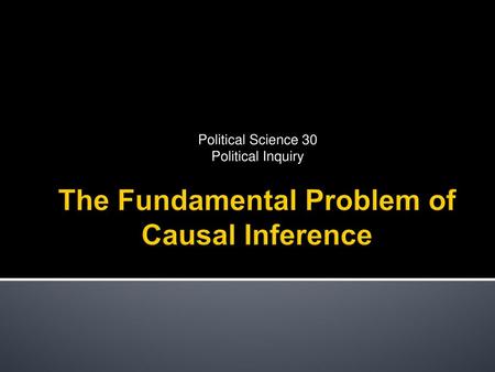 The Fundamental Problem of Causal Inference