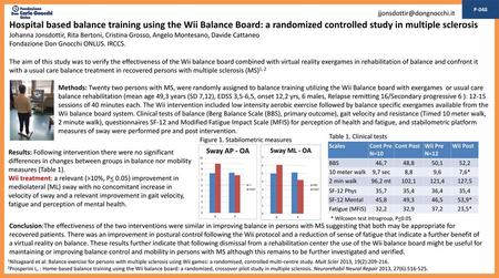 P-048 Hospital based balance training using the Wii Balance Board: a randomized controlled study in multiple sclerosis Johanna Jonsdottir, Rita Bertoni,