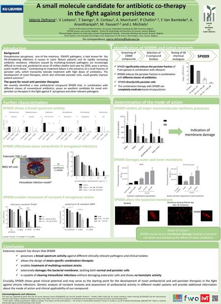 A small molecule candidate for antibiotic co-therapy in the fight against persistence Valerie Defraine1, V. Liebens1, T. Swings1, R. Corbau2, A. Marchant2,