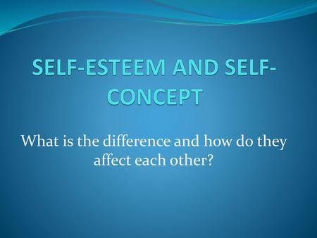 SELF-ESTEEM AND SELF-CONCEPT