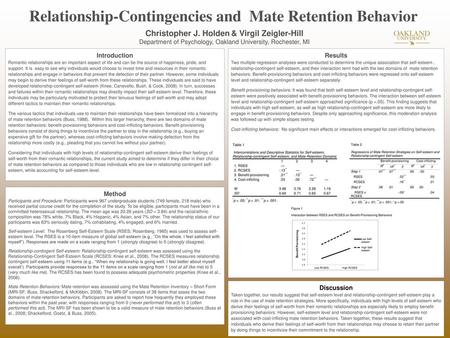 Relationship-Contingencies and Mate Retention Behavior