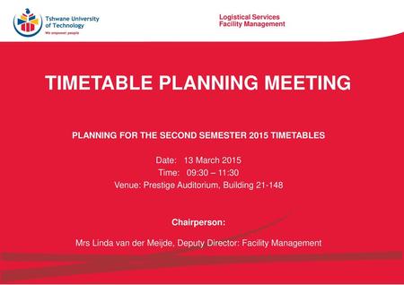 TIMETABLE PLANNING MEETING