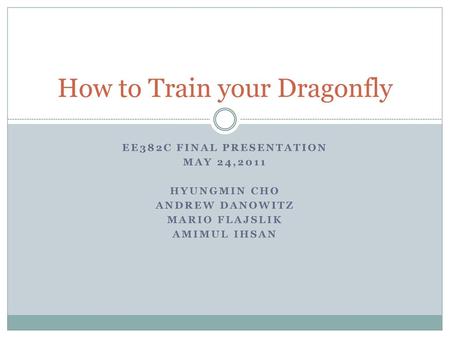 How to Train your Dragonfly