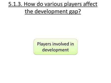 How do various players affect the development gap?