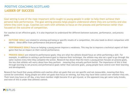 POSITIVE COACHING SCOTLAND LADDER OF SUCCESS