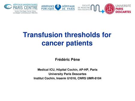 Transfusion thresholds for cancer patients