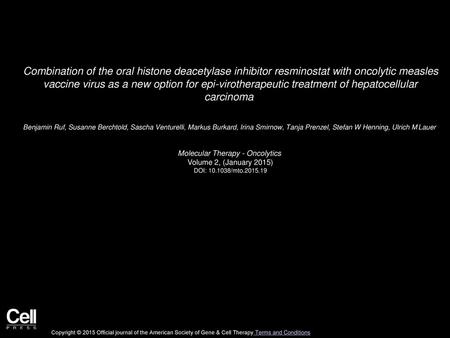 Molecular Therapy - Oncolytics