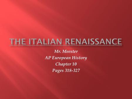 The Italian Renaissance