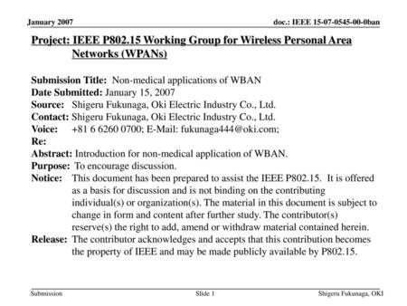 平成30年5月 doc.: IEEE /424r1 January 2007