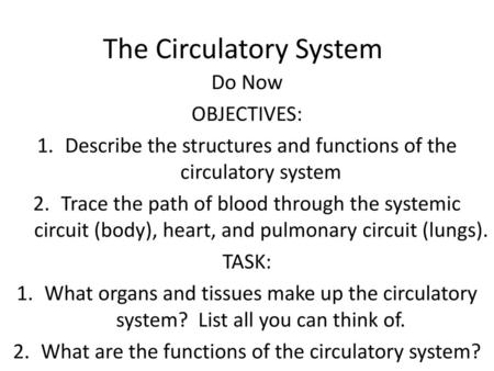 The Circulatory System