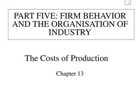 The Costs of Production