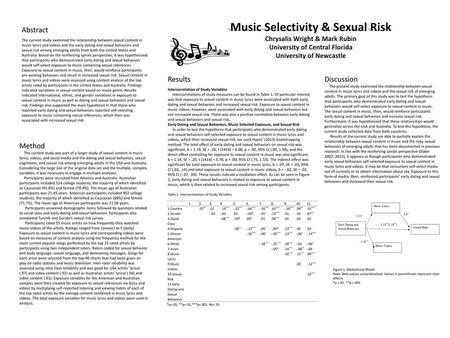 Music Selectivity & Sexual Risk