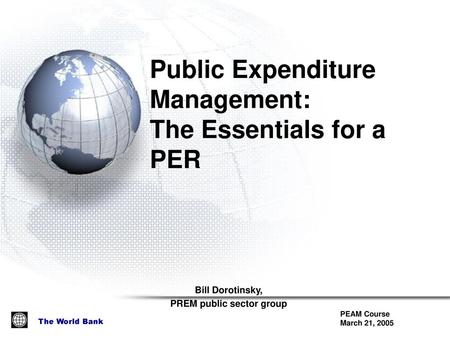 Public Expenditure Management: The Essentials for a PER