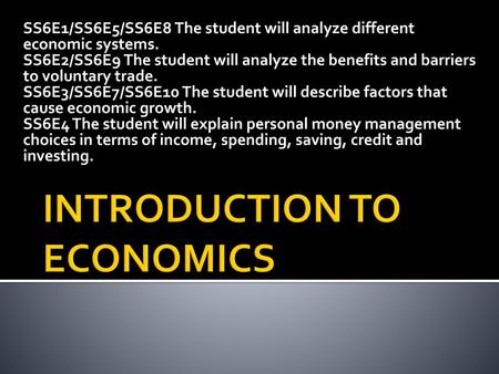 INTRODUCTION TO ECONOMICS