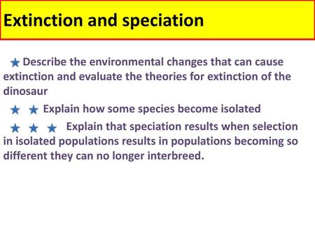 Extinction and speciation