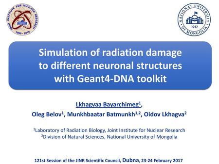 Oleg Belov1, Munkhbaatar Batmunkh1,2, Oidov Lkhagva2