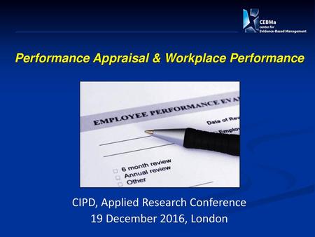 Performance Appraisal & Workplace Performance