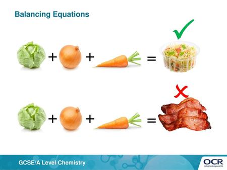 Balancing Equations P + + = O + + = GCSE/A Level Chemistry.