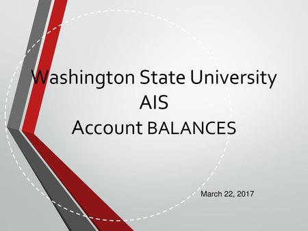 Washington State University AIS Account BALANCES