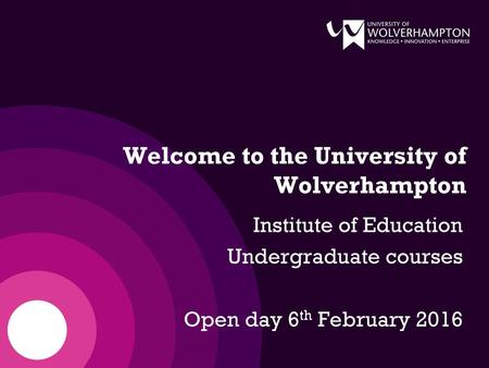 Welcome to the University of Wolverhampton