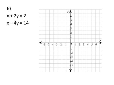 6) x + 2y = 2 x – 4y = 14.