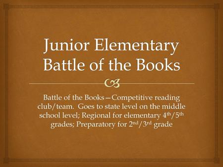 Junior Elementary Battle of the Books