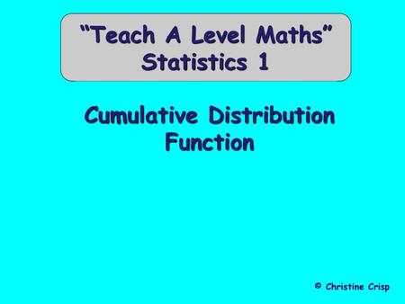 Cumulative Distribution Function