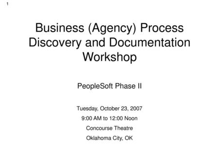 Business (Agency) Process Discovery and Documentation Workshop