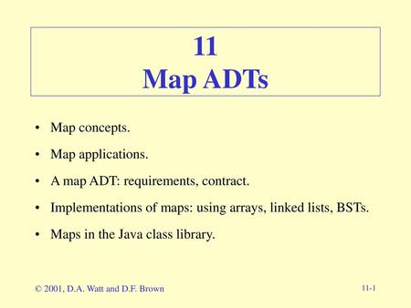 11 Map ADTs Map concepts. Map applications.