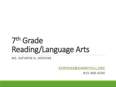 7th Grade Reading/Language Arts