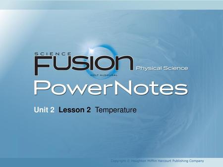 Unit 2 Lesson 2 Temperature