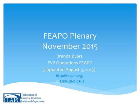 FEAPO Plenary November 2015