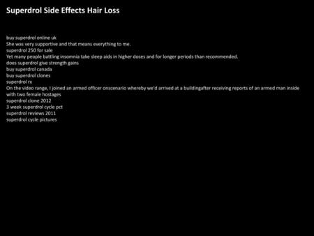 Superdrol Side Effects Hair Loss