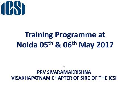 Training Programme at Noida 05th & 06th May 2017